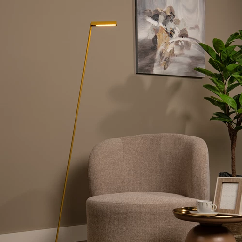 Lucide LAVALE - Lampadaire / lampe de lecture - LED Dim. - 1x3W 2700K - Jaune Ocre - ambiance 1